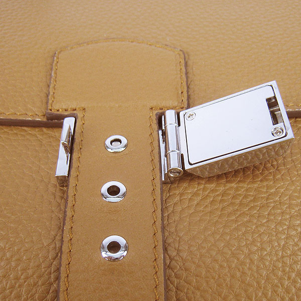 Replica Hermes Leather Small Briefcase Light Coffee 2813 - Click Image to Close